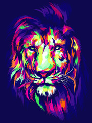 Poster - Colorful lion head illustration