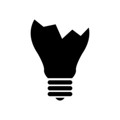 Wall Mural - Black burst light bulb vector illustration. Broken light bulb icon. Non-working light bulb in flat style. Vector illustration.