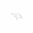 Continuous line drawing of eagle or falcon head. Hawk vector illustration animal bird minimalism for tattoo, logo, and poster. Simplicity style design.
