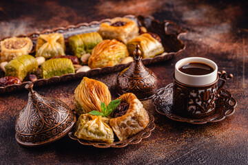 Wall Mural - Traditional turkish, arabic sweets baklava