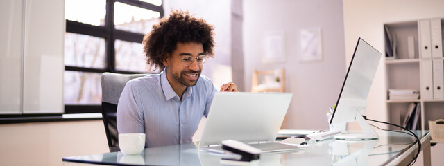 Poster - Business Videoconference Webinar On Hybrid Laptop