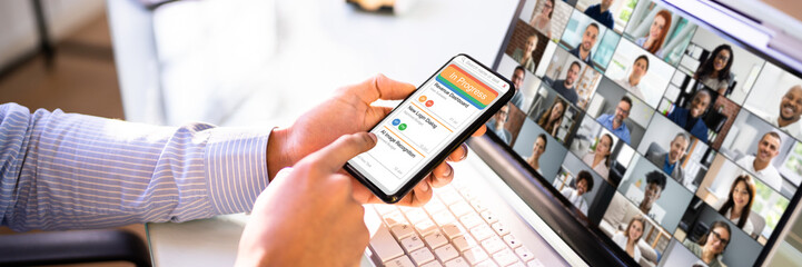 Poster - African Man Video Conference Business Call