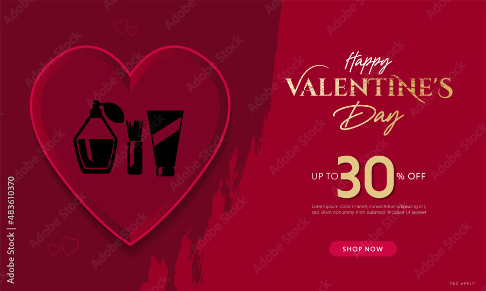 Happy Valentine day sale promotional campaign or offer banner template ...