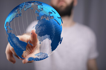 Poster - Map of the planet. World map. Global social network