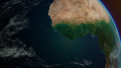 Wall Mural - africa continent of planet earth rotation a day from the space. sunrise at earth