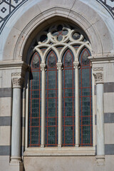 Wall Mural - Pointed arch window on the south facade of the Pantheon of Illustrious Men. Madrid, Spain.