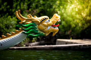 Wall Mural - Side view of traditional dragon boat head