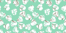 Abstract Seamless Pattern Of Hearts On A Green (mint) Background