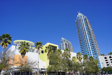 Wall Mural - Beautiful Tampa city downtown and Hillsborough river landscape