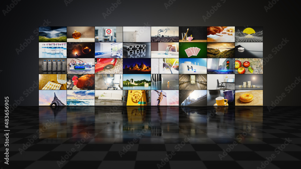 Flat screen matrix television video wall Stock Photo | Adobe Stock