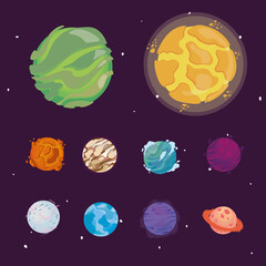 Wall Mural - ten colored planets