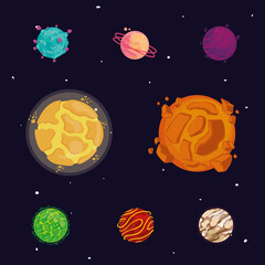 Sticker - eight colored planets