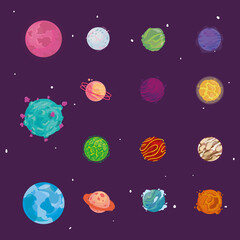 Wall Mural - fifteen colored planets