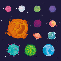 Wall Mural - twelve colored planets