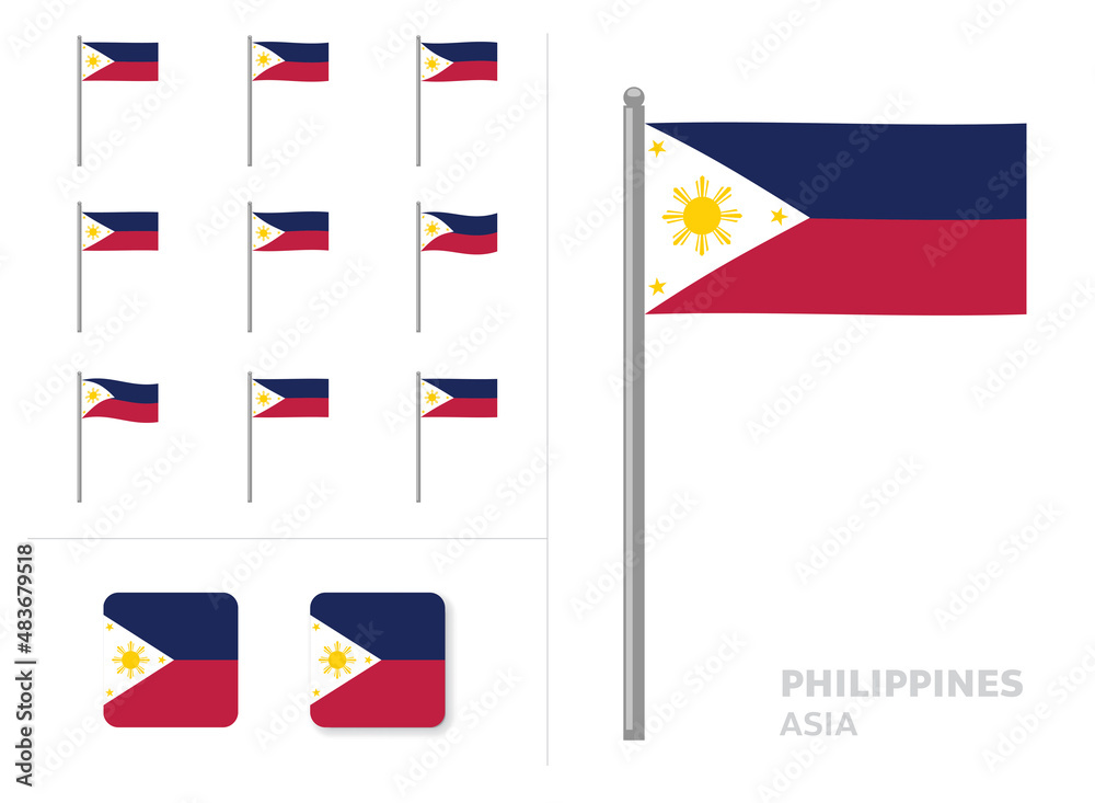 Philippines Flag Country Waving Animation App Icon Vector Stock Vector ...