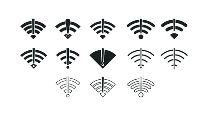 Set of No wireless connections/no wifi icon sign vector on white background 
