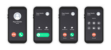 Phone Call Screen Interface Collection. Mobile Phone Display. Vector Illustration.