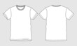 © ClothingArtStudio  - Short Sleeve basic T shirt Technical Fashion Flat sketch Vector Illustration Template Front, back views. Apparel design Mock up drawing Isolated on Grey backdrop.