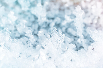 Wall Mural - Crystal structure of ice against blurred background.