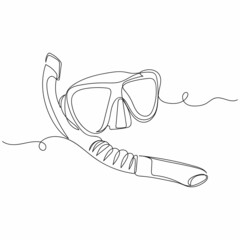 Poster - Continuous one simple single abstract line drawing of diving swimming summer concept in silhouette on a white background. Linear stylized.