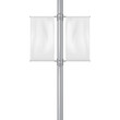 © ann_ounce - Empty street light pole banner isolated on white background - realistic vector mock-up. Blank streetlight display mockup. Poster sign. Template for design