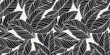 Elegant Seamless Pattern With Delicate Leaves. Vector Hand Drawn Floral Background.