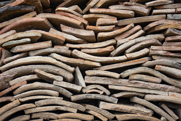 Wall Mural - An ancient roman tile roof was found while excavation