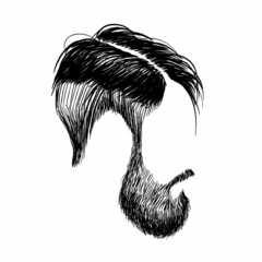 Wall Mural - Hipster fashion man hair and beards, Hand drawn vector illustration set