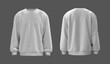 Blank fleece sweater mock up in front and back views, 3d rendering, 3d illustration