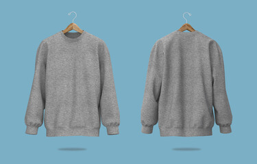 Blank sweater mock up in front view, 3d rendering, 3d illustration