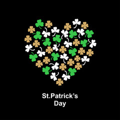 Sticker - St. Patrick's day greeting card with a heart made of clover leaves