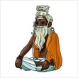 vector illustration of yogi from india meditation