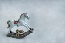 Children's Toy: A White Horse On A Rocking Chair