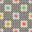 seamless checkered pattern and colored flowers