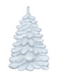 Forest Christmas tree in a snowdrift, hand-drawn. Digital illustration