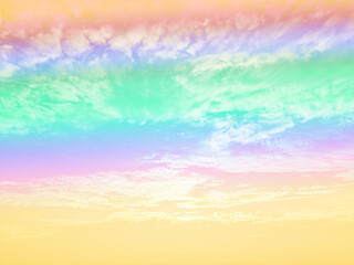 Wall Mural - beauty sweet green yellow colorful with fluffy clouds on sky. multi color rainbow image. abstract fa