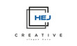 creative initial Three letters HEJ square logo design