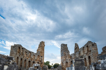 Wall Mural - Perge ancient city archaeological site in Antalya, Turkey. Perge was a Greek and Roman ancient city and once the most propserous city of the ancient world.