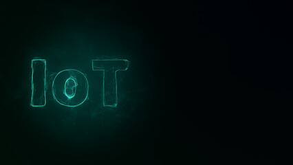 Poster - IoT title with plexus effect. Connected lines with dots. Lines title plexus