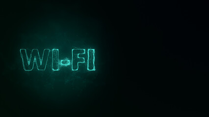 Fototapete - Wi-Fi title with plexus effect. Connected lines with dots. Lines title plexus