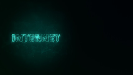 Poster - Internet title with plexus effect. Connected lines with dots. Lines title plexus