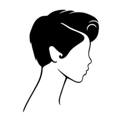 Wall Mural - Beautiful silhouette woman with short hair. Female icon for beauty salon.  Vector illustration.