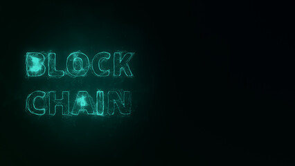 Fototapete - Block Chain attack title with plexus effect. Connected lines with dots. Lines title plexus