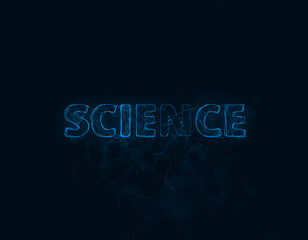 Poster - Science title with plexus effect. Connected lines with dots. Lines title plexus