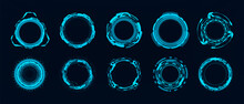 Circle HUD. Futuristic Elements For Games UI, UX, GUI. Sci-fi Circular Design. Camera Viewfinder Collection, Military Collimator Sight, Sniper Weapon Target Hud Aiming, Gun Targets. Circle HUD Set