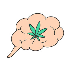 Sticker - cannabis brain doodle hand drawn