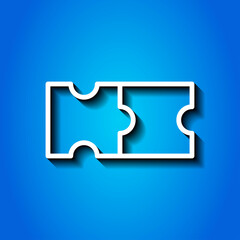 Wall Mural - Puzzle simple icon vector. Flat desing. White icon with shadow on blue background.ai