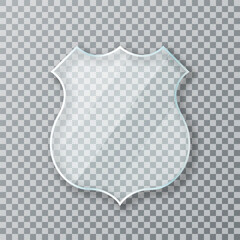 Poster - Glass shield. Transparent glass shield and acrylic panel. Conceptual symbol of protection, safety, security and guarding. Transparent glass shield on background. Vector