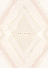 Wall Mural - Vector abstract shiny luxury background in light soft colors with golden lines, glitter and diamond-shaped copy space. Premium multi-layered modern geometric template with place for text