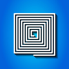 Wall Mural - Spiral simple icon vector. Flat desing. White icon with shadow on blue background.ai